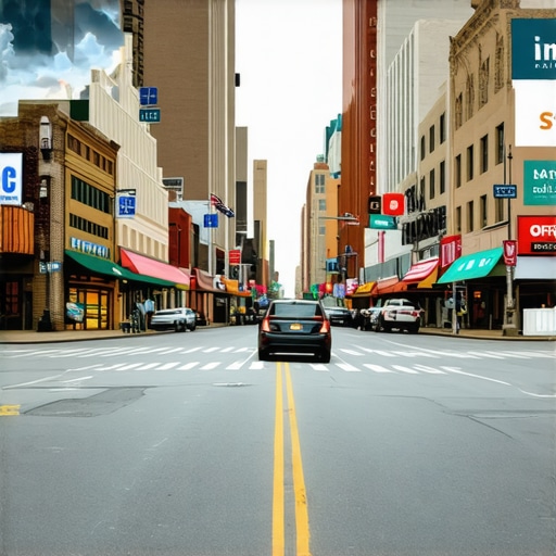 Memphis Local SEO Strategy Memphis street with small businesses and SEO icons