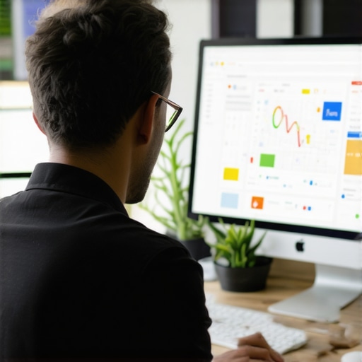 Memphis business owner working on Google My Business profile on a laptop with charts and maps in background