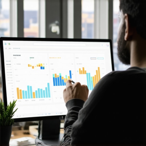 Person analyzing SEO analytics on a laptop with Memphis skyline in the background.
