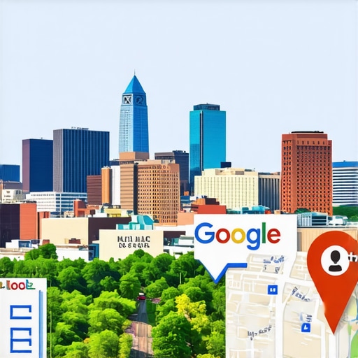 Memphis downtown with Google Maps pins showing local business locations