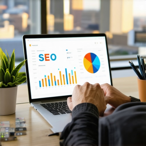 Person reviewing local SEO analytics with Memphis skyline