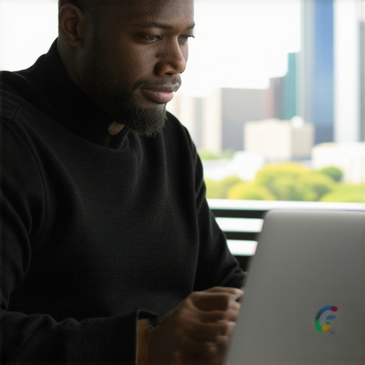 Memphis business owner working on Google My Business profile with city skyline