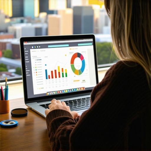 Individual reviewing local SEO dashboard with Memphis cityscape as background