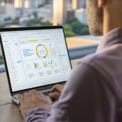 A digital marketer reviewing data dashboards to optimize Memphis SEO campaigns