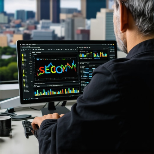 Data-Driven Memphis SEO Maintenance Person reviewing SEO analytics with Memphis skyline on screen.