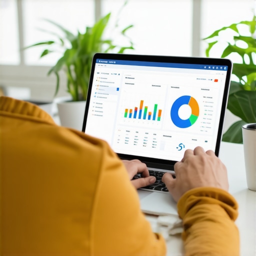 Person analyzing Memphis local SEO metrics on a laptop in a modern workspace.