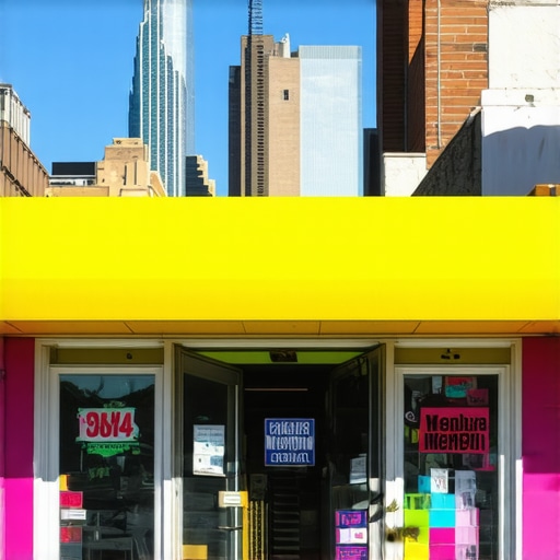 Shopfront in Memphis with skyline backdrop during day