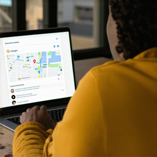 Business owner updating Google Maps profile on laptop for Memphis SEO