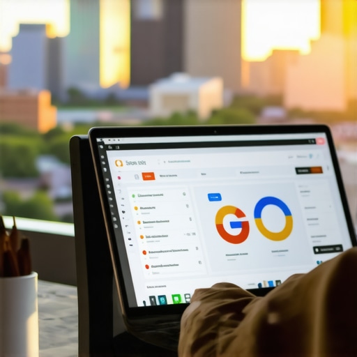 A person working on SEO analysis with Memphis skyline visible on their laptop screen