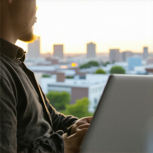 A person analyzing local SEO metrics on a laptop with Memphis cityscape behind