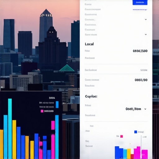Analytics dashboard with Memphis skyline emphasizing local SEO metrics.