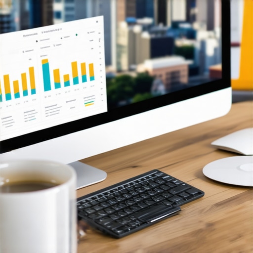 Laptop displaying SEO analytics with Memphis skyline background