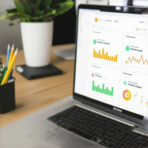 A workspace with SEO analytics tools and a laptop displaying Memphis local search rankings.