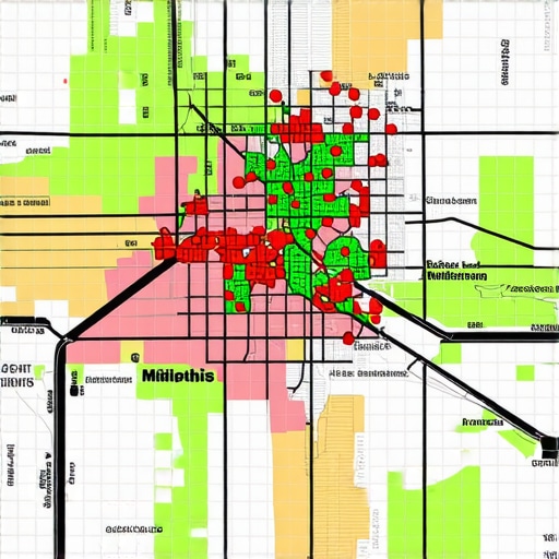 A geogrid heat map showing search visibility rankings across Memphis neighborhoods for local SEO tracking.