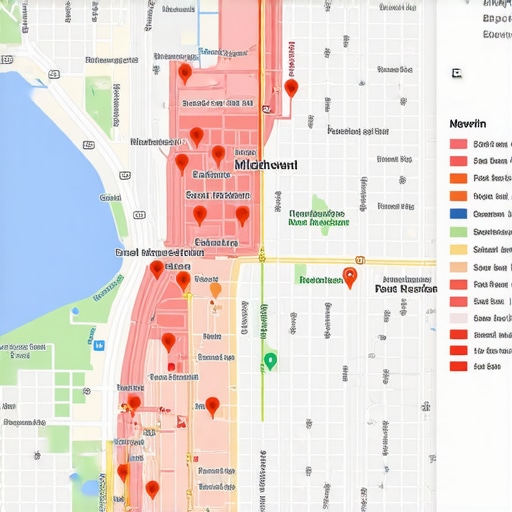 A local SEO grid tracker visualizing ranking strength for google maps memphis across different city blocks.