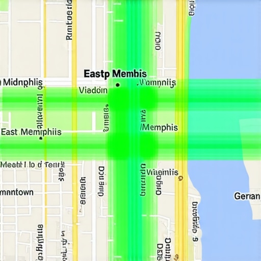Memphis Local Search Proximity Heatmap A heatmap showing search visibility for a business across different Memphis neighborhoods.