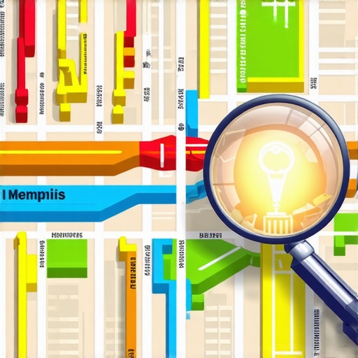 An isometric map showing local search ranking dominance in Memphis neighborhoods.